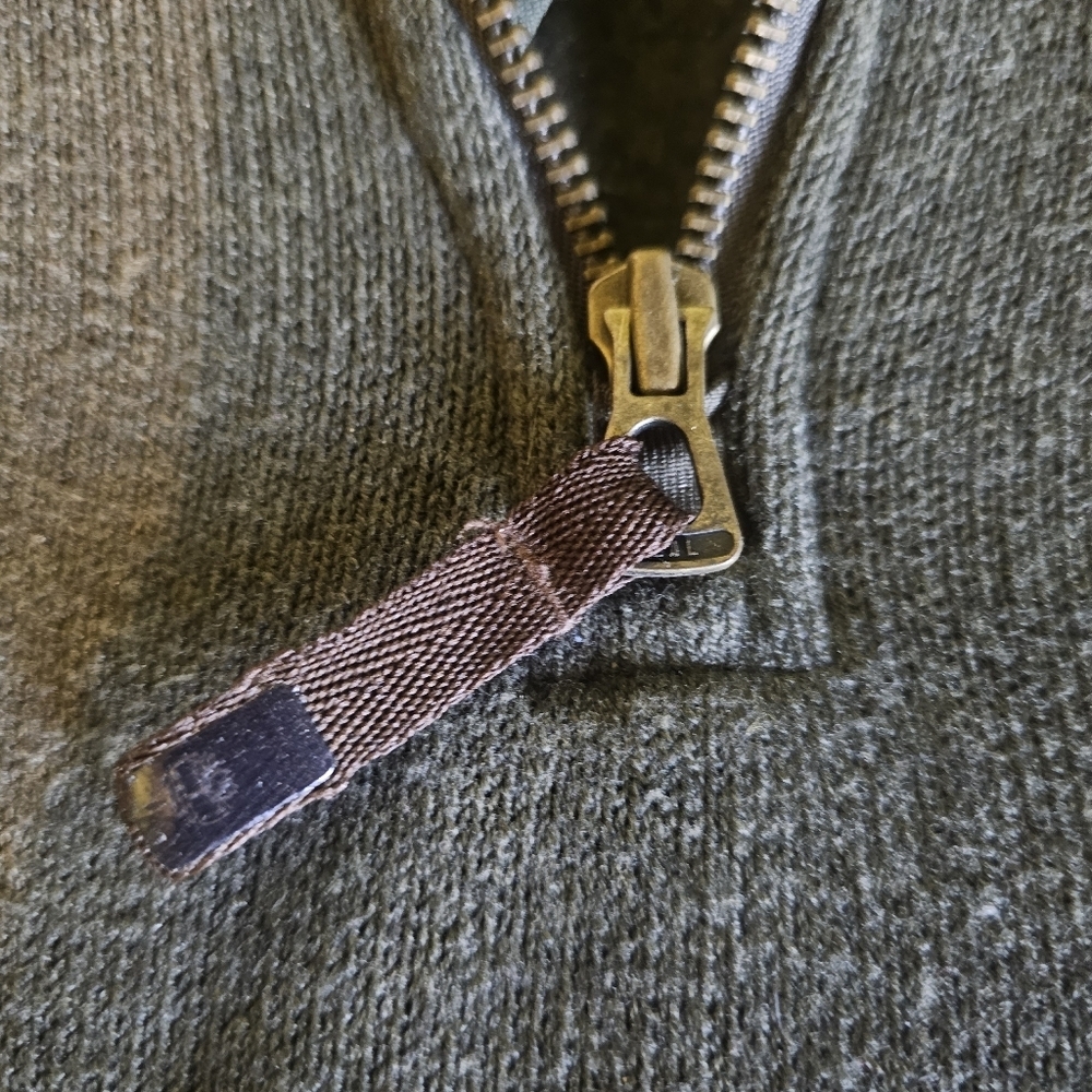 Timberland Knit Pullover‎ Sweater Green Fleece Collar Quarter Zip Men’s XL - Picture 4 of 8